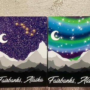 Carte postale étoiles aurores boréales Fairbanks Alaska