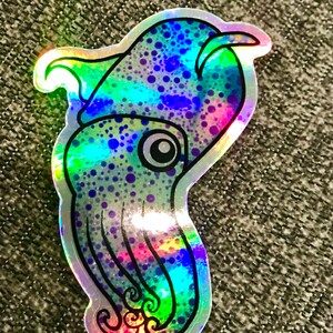 Holographic Cuttlefish Sticker: Waterproof Vinyl Sea Life Decal