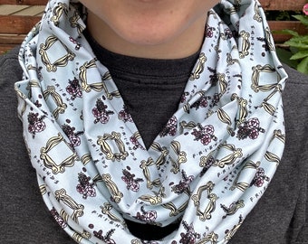 Friends Scarf Floral Pattern and Lobster and Coffee Infinity Scarf Breathable Super Soft Accessory Central Perk