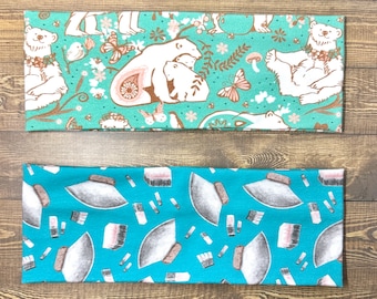 Polar Bear Heabdnsd, Alaska Ulu Headband, Handmade Knit Soft Headbands, Forrest and Mushroom