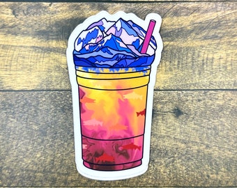 DRINK STICKER – Cute Drink Vinyl Sticker – Alaskan Wildflower Drink Sticker – Waterproof Die Cut Stickers – Fadeproof Food Drink Stickers