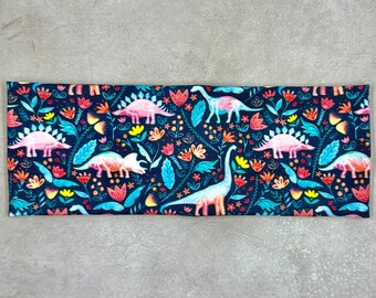 恐竜の花柄ヘッドバンド ジャージーニット ソフトヘッドバンド Tレックス バンドゥ 恐竜の花と骨