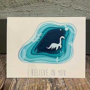 Nessie Greeting Card: Loch Ness Monster Topographical Design
