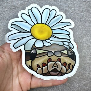 Snake Sticker with Flower Original Artwork Waterproof Laptop Decal and Bumper Sticker