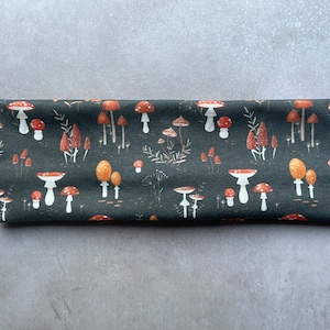 Mushroom Orange Red and Gray Handmade Headbands Jersey Knit Soft