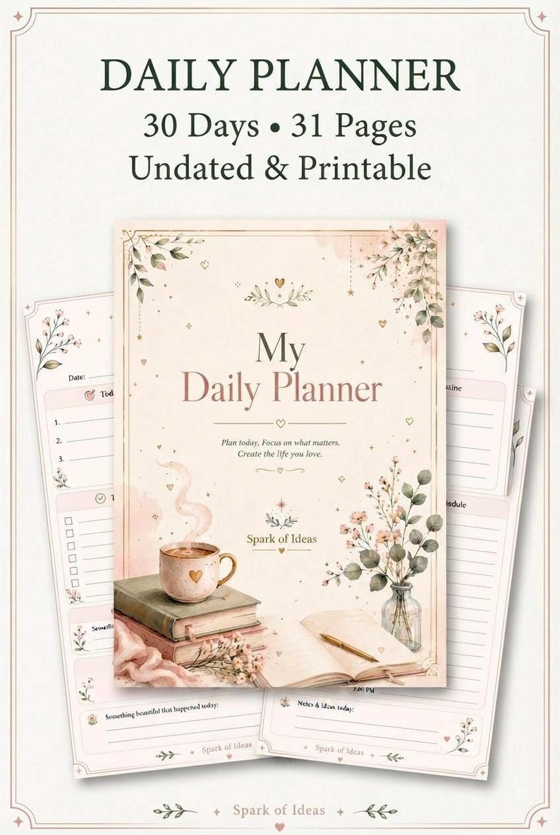 Undated Daily Planner | Printable To-do List, Schedule Organizer ...