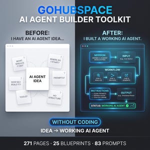 AI Agent Builder Toolkit | 83 Prompts, 25 Blueprints, 16 Worksheets (Digital Download)