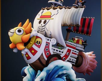 Modelo 3D de un adorable barco pirata inspirado en Chibi Thousand Sunny (archivo STL).