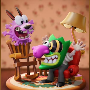 Chibi Courage the Cowardly Dog STL – Cartoon 3D Print Model, Cute Character Figure for Resin and FDM