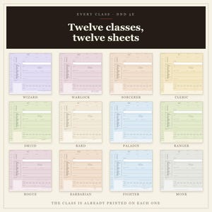 DnD Character Sheet Bundle 5e | 18 Fillable and Printable PDF Sheets, All 12 Classes for Dungeon Master Gifts image 9