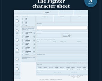 DnD Fighter Character Sheet 2024 | Fillable and Printable PDF with Weapon Mastery, Fighter Class Sheet for Dungeon Master Gifts