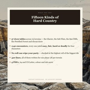 DnD 5e Extreme Terrain Random Encounter Tables - 57 d100 Tables, 1140 Rated Encounters, 15 Biomes image 6