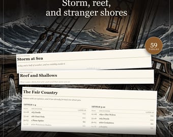 DnD Random Encounter Tables 5e Planar and Ocean | 59 d100-tabellen, 1180 ontmoetingen, 15 locaties