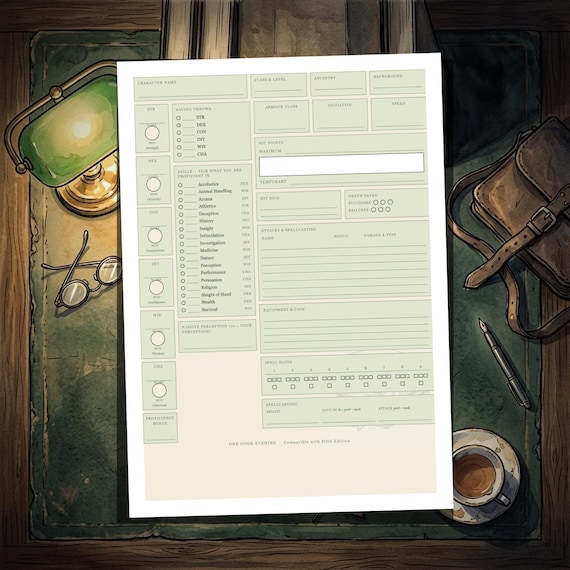 DnD Character Sheet 5e Dark Academia — image 2