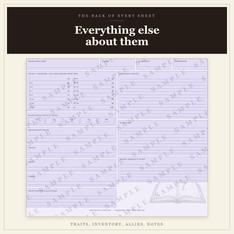 DnD Character Sheet Bundle 5e | 18 Fillable and Printable PDF Sheets, All 12 Classes for Dungeon Master Gifts image 5