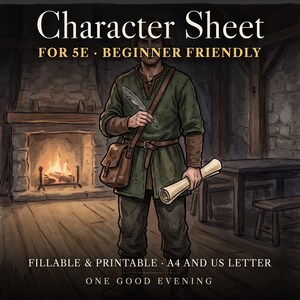 DnD Character Sheet 5e | Fillable and Printable PDF, Beginner DnD Cheat Sheet for New Players, DnD Conditions, DnD Quick Reference