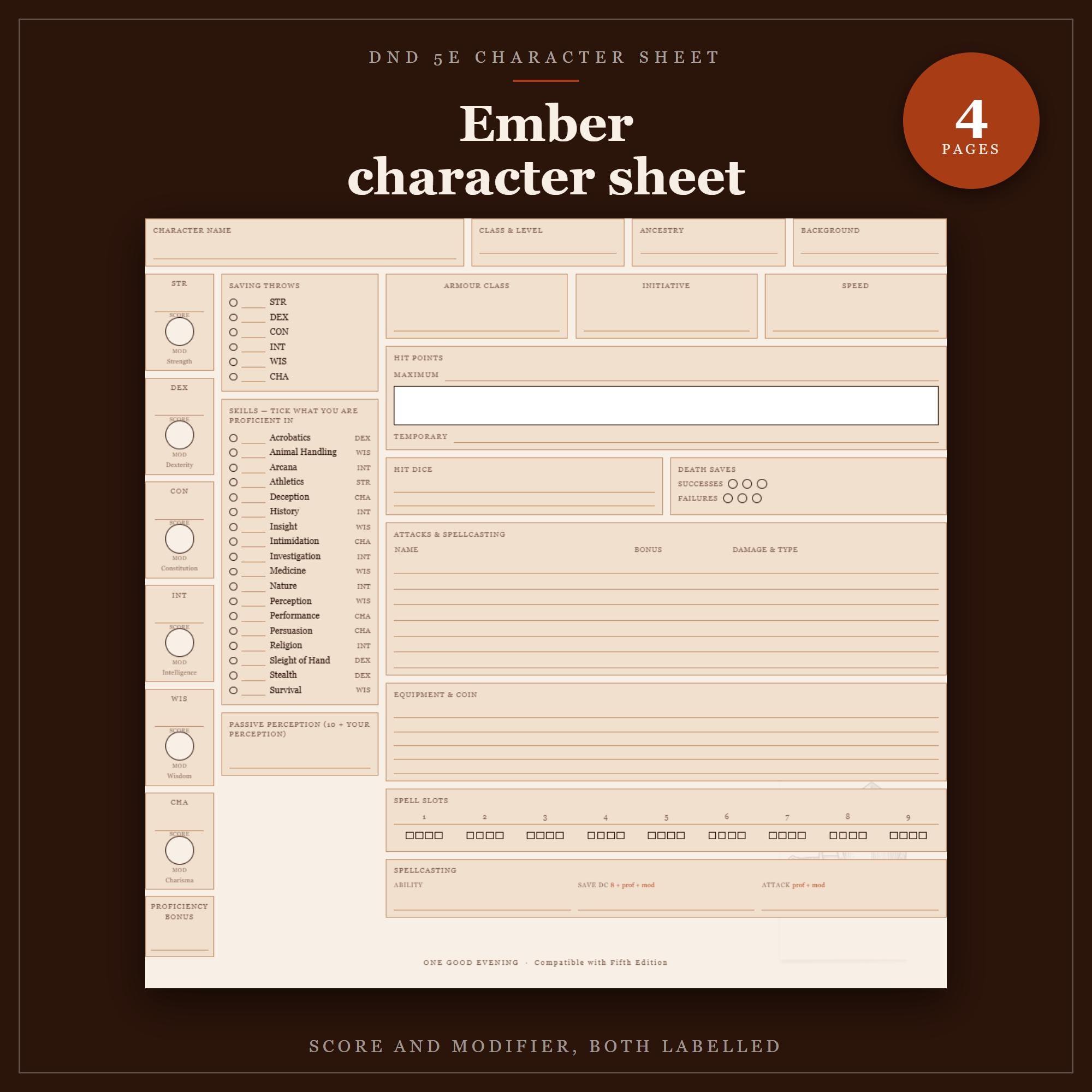 DnD Character Sheet 5e Ember