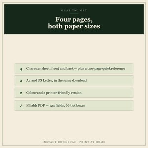 DnD Character Sheet 5e Dark Academia | Fillable and Printable PDF, Illustrated Character Sheet for Beginner DnD image 6