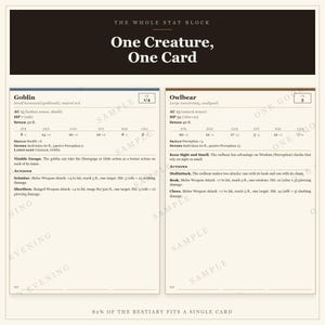 DnD Monsterkaarten 5e | 322 + 331 wezenstatistieken, edities 2014 en 2024, printbare cadeaus voor de Dungeon Master afbeelding 7