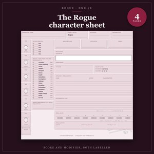 Ficha de Personagem Ladino para D&D 5e | PDF preenchível e imprimível, ficha de classe de Ladino para presentear Mestres de Masmorra imagem 1