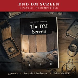 D&D Dungeon Master Screen 5e | Printbaar DM-scherm, 5 panelen, D&D spiekbriefje, staand en liggend formaat, D&D-naslagwerk voor beginners