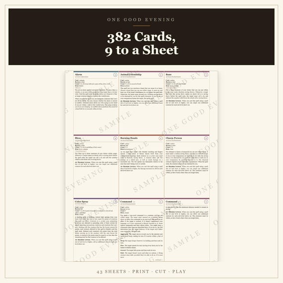 DnD 5e Spell Cards