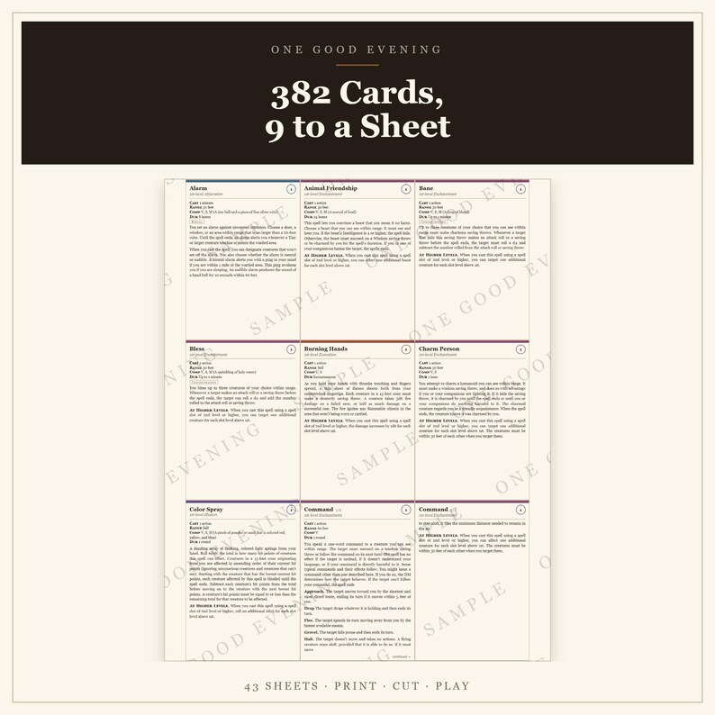 DnD 5e Spell Cards – All 319 Spells, Poker Size, Illustrated Backs (Digital Download) Bild 1