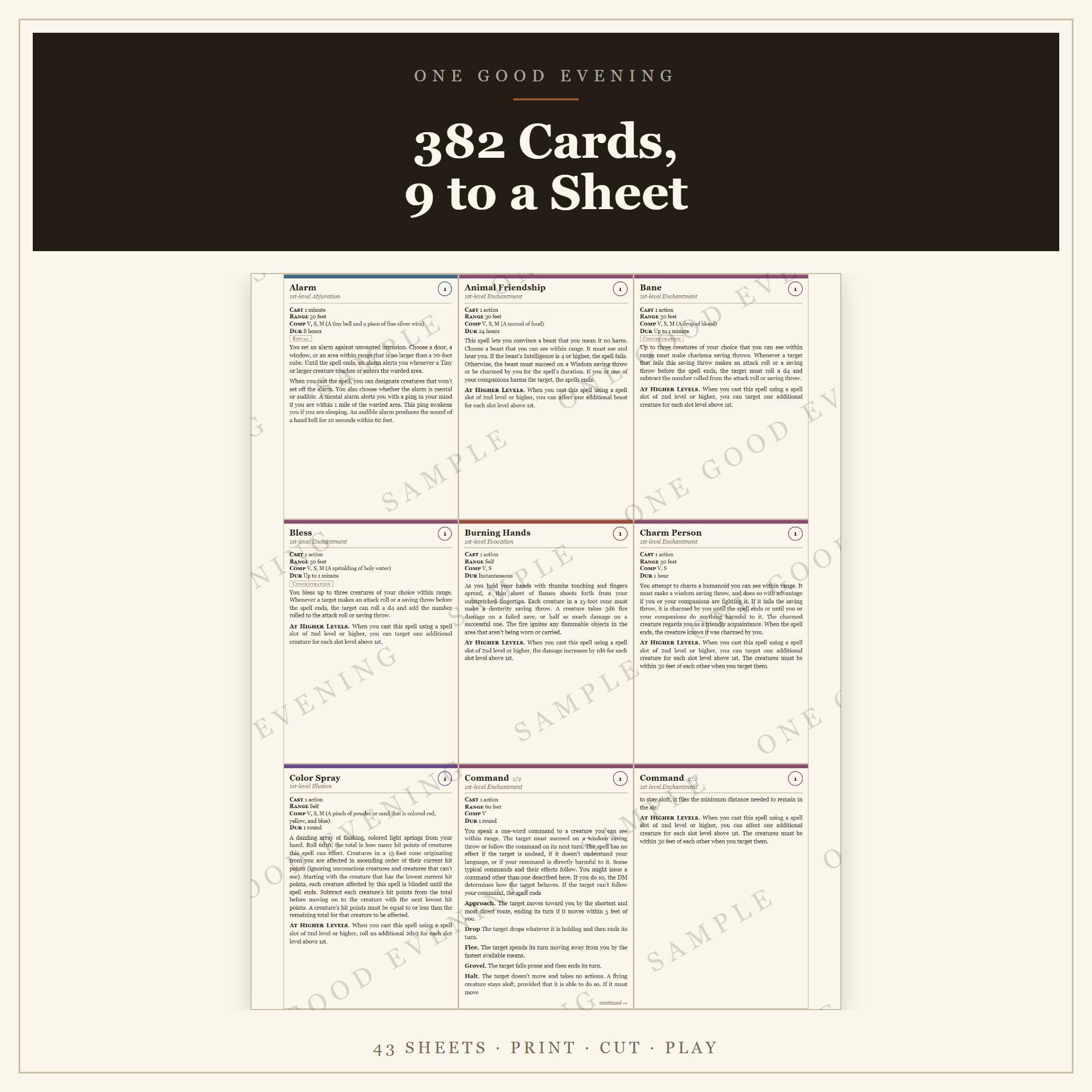 DnD Spell Cards 5e