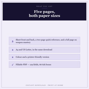 DnD Wizard Character Sheet 2024 | Fillable and Printable PDF with Weapon Mastery, Wizard Class Sheet for Dungeon Master Gifts imagem 6