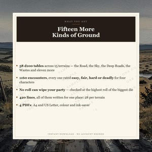 DnD Random Encounter Tables 5e Travel and Terrain | 58 d100 Tables, 1160 Encounters, 15 Terrain afbeelding 6