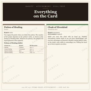 DnD Magic Item Cards 5e | 2014 and 2024 Editions, Illustrated Backs, Printable Dungeon Master Gifts image 4