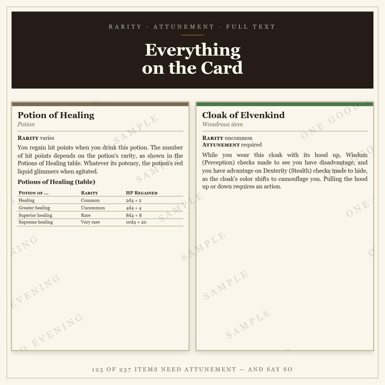 DnD Magic Item Cards 5e | 2014 and 2024 Editions, Illustrated Backs, Printable Dungeon Master Gifts image 4