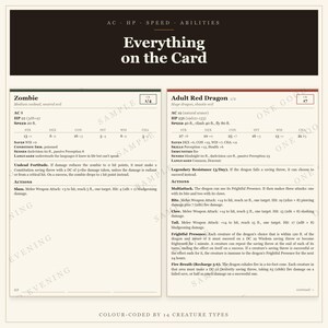DnD Monsterkaarten 5e | 322 + 331 wezenstatistieken, edities 2014 en 2024, printbare cadeaus voor de Dungeon Master afbeelding 9