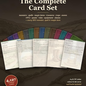 DnD 2024 DM Card Bundle, 4,146 Printable Cards: Monsters, Spells, Magic Items, NPCs, Quests, Traps, Events, 5e Dungeon Master Tools