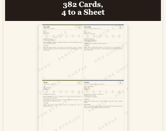 Cartas de monstruos para DnD 5e: Las 322 criaturas, 382 bloques de estadísticas imprimibles.