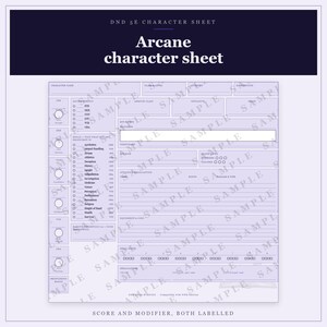 DnD Character Sheet 5e Arcane | Fillable and Printable PDF, Illustrated Character Sheet for Beginner DnD image 9