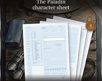 DnD Paladin Character Sheet 5e | Fillable and Printable PDF, Paladin Class Sheet for Dungeon Master Gifts