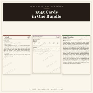 DnD 5e Card Bundle – 1545 Spells, Monsters, Magic Items (2024 Rules), DnD Reference Bundle, Monster Stat Blocks, 5e Monster Cards image 6