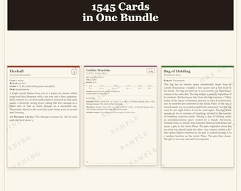 DnD 5e Card Bundle – 1545 Spells, Monsters, Magic Items (2024 Rules)