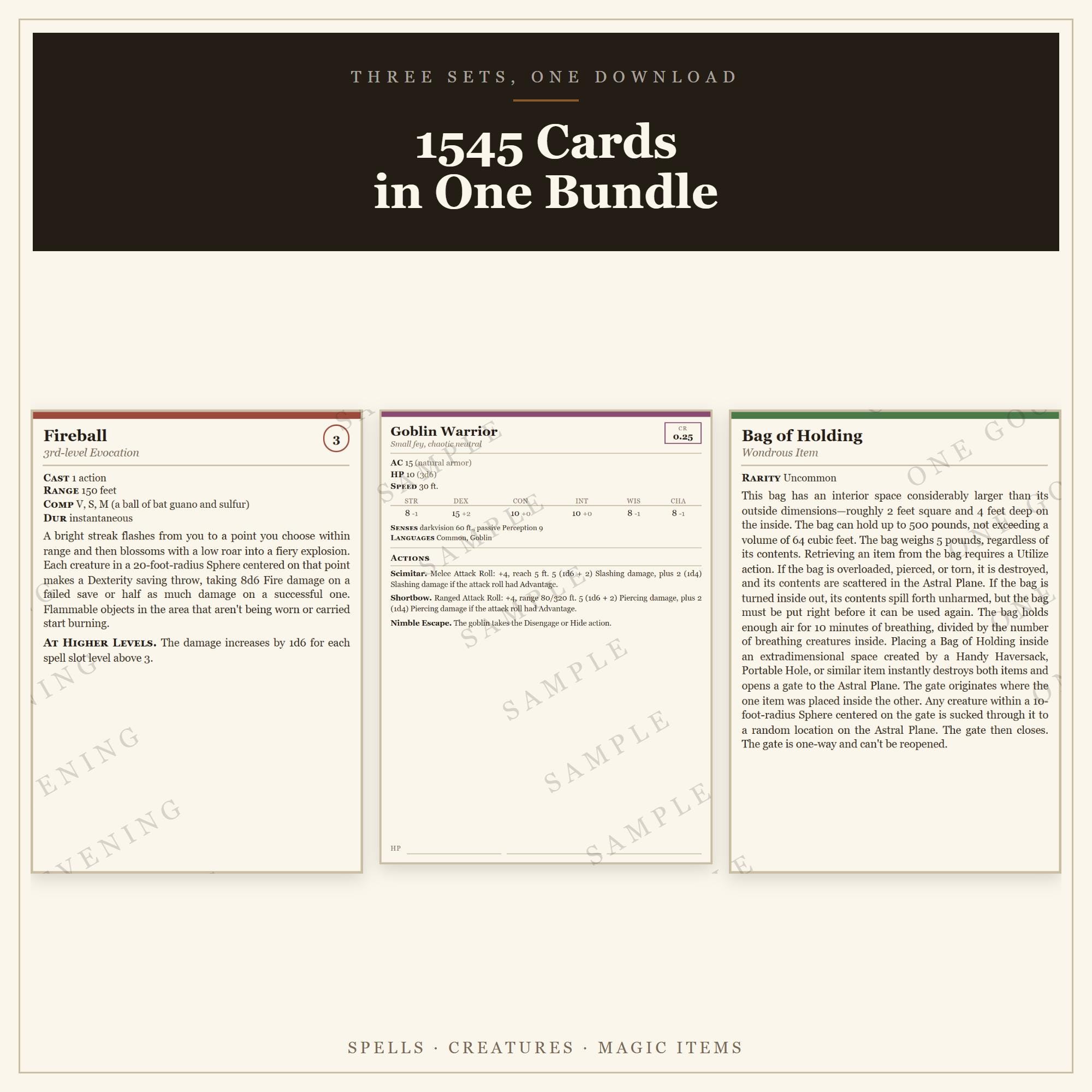 DnD 5e Card Bundle — 2024 rules