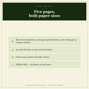 DnD Druid Character Sheet 2024 | Fillable and Printable PDF with Weapon Mastery, Druid Class Sheet for Dungeon Master Gifts imagen 6