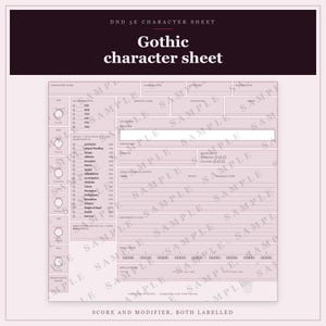 DnD-Charakterbogen 5e Gothic | Ausfüllbares und druckbares PDF, illustrierter Charakterbogen für DnD-Anfänger Bild 9