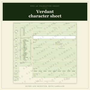 Hoja de personaje de DnD 5e Verdant / PDF rellenable e imprimible, hoja de personaje ilustrada para principiantes de DnD imagen 9