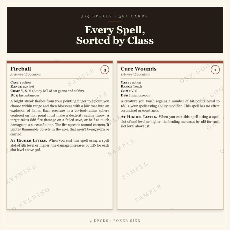 Paquete de cartas de D&D 5e / 1048 cartas de hechizos, monstruos y objetos mágicos, SRD 2014, regalos imprimibles para el Dungeon Master imagen 3