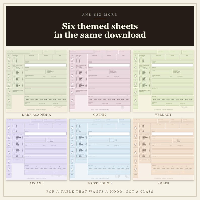 DnD Character Sheet Bundle 5e | 18 Fillable and Printable PDF Sheets, All 12 Classes for Dungeon Master Gifts image 8