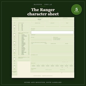 DnD Ranger Character Sheet 2024 | Fillable and Printable PDF with Weapon Mastery, Ranger Class Sheet for Dungeon Master Gifts Bild 1