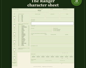 DnD Ranger Character Sheet 2024 | Fillable and Printable PDF with Weapon Mastery, Ranger Class Sheet for Dungeon Master Gifts