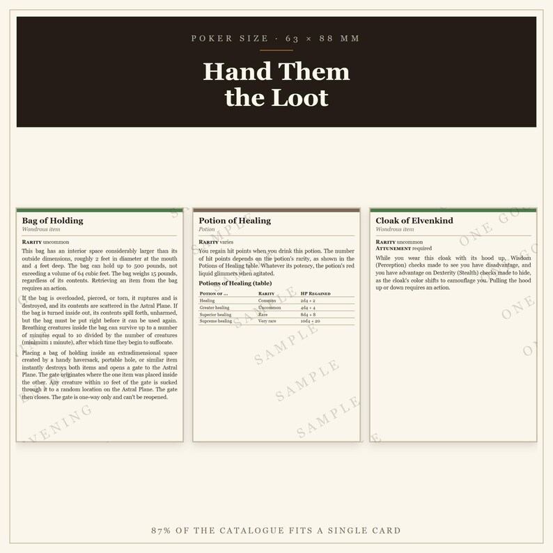 DnD Magic Item Cards 5e | 2014 and 2024 Editions, Illustrated Backs, Printable Dungeon Master Gifts image 2