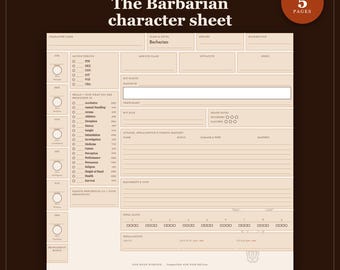 DnD Barbarian Character Sheet 2024 | Fillable and Printable PDF with Weapon Mastery, Barbarian Class Sheet for Dungeon Master Gifts