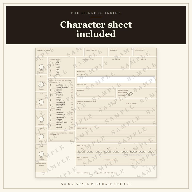 D&D Charakterjournal 5e | 36-seitiges, druckbares Kampagnennotizbuch, Sitzungsprotokoll und Charakterbogen – das perfekte Geschenk für Spielleiter Bild 6